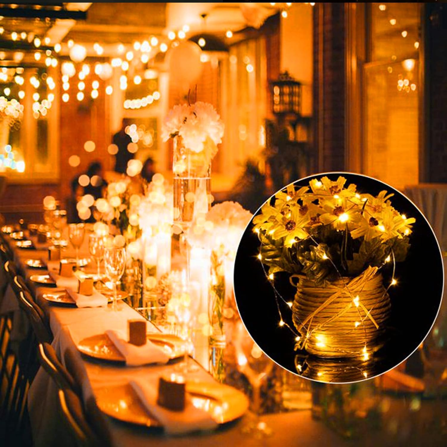 Brightown Battery LED String Lights – Smoke Free Candle Alternative for Senior Bedroom and Allergy Sufferers