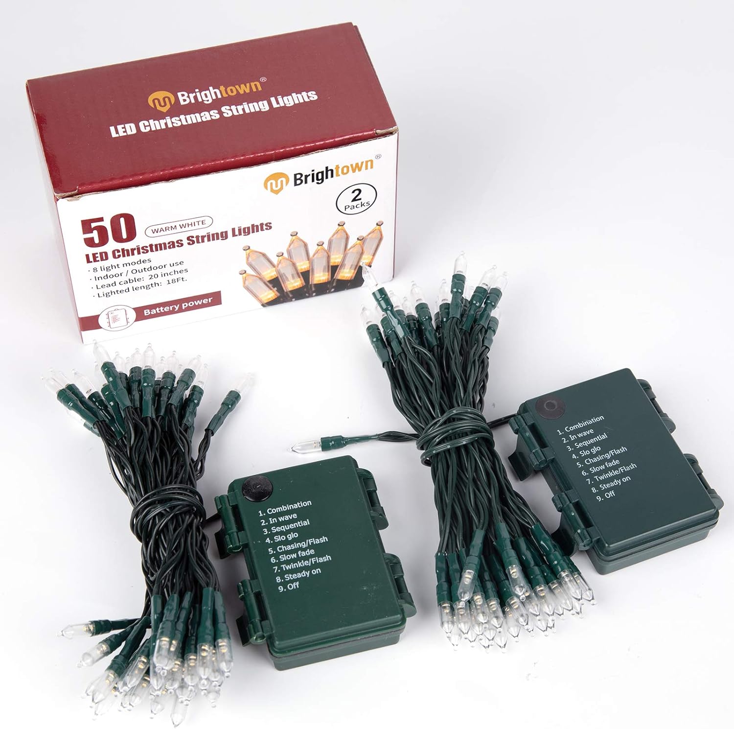 Brightown Cool Touch Battery Fairy Lights for Nursery and Around Pets, 18ft 50 LED Smoke Free String Lights with 8 Modes for Worry Free Use
