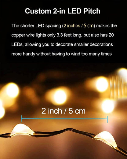 Brightown Fairy Lights Battery Operated – Weatherproof Twinkle Lights 20 Pack for Patio Mason Jars and Balcony Ambiance, Warm White