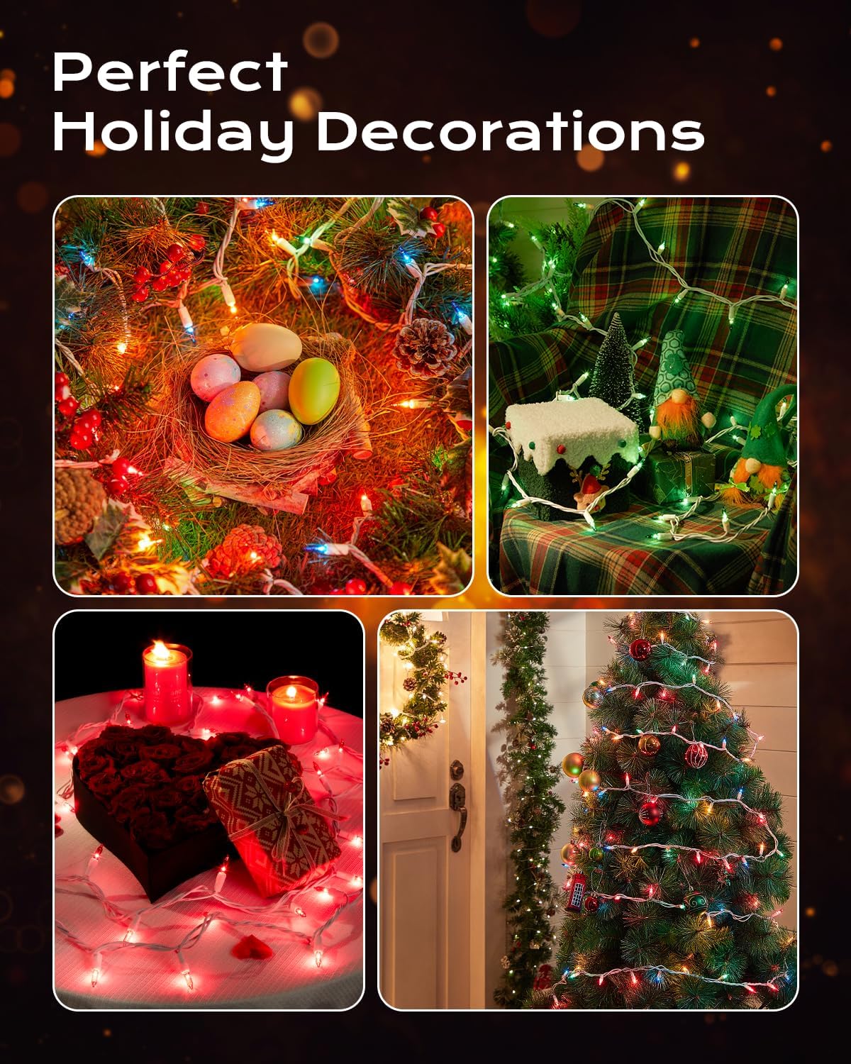 Brightown Holiday Lights – Weather Resistant Outdoor String Lights, 100 Mini Bulbs for Yard and Pergola Decorating