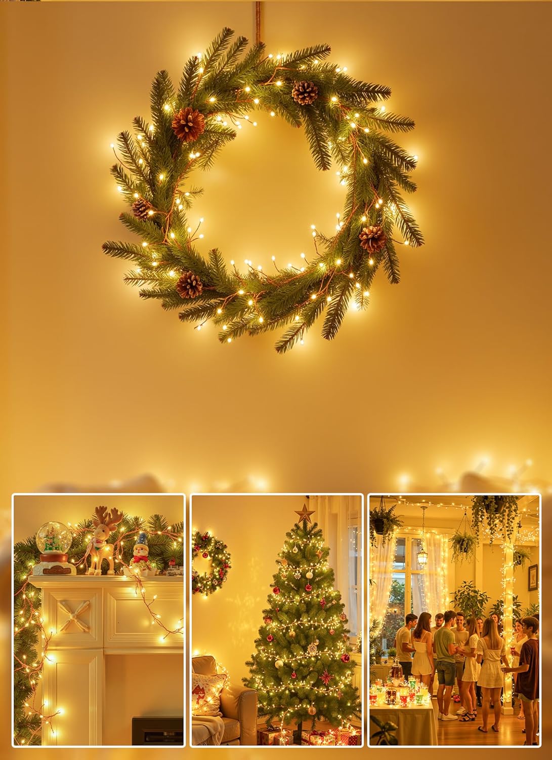 Brightown LED String Lights with 6 Hour Auto Timer – Smoke Free Fireless Decorative Lighting for Sleep and Overnight Ambiance