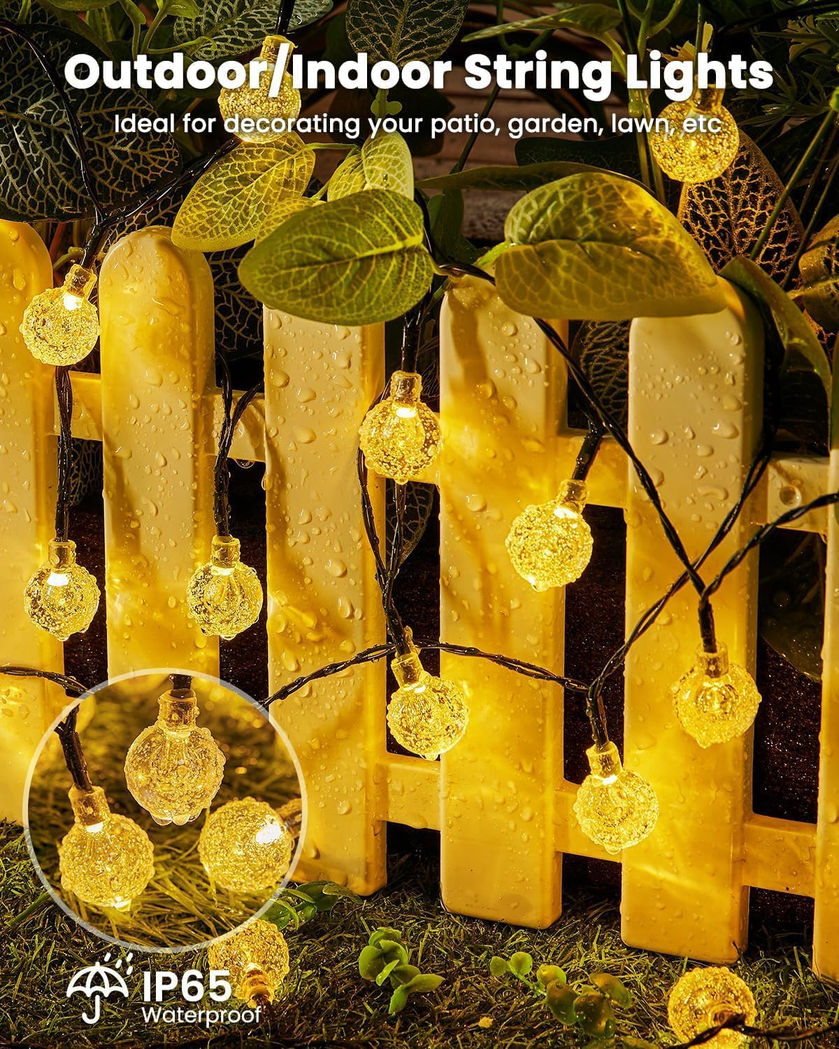 Brightown Minimalist Solar Lights – Less-is-More Warm White LED String for Modern Patio and Courtyard