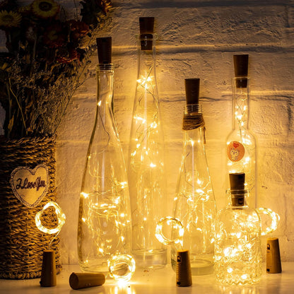 Brightown Outdoor Bottle Fairy Lights – Camping and Picnic Table Glow, Weatherproof Cork LED String in Warm White