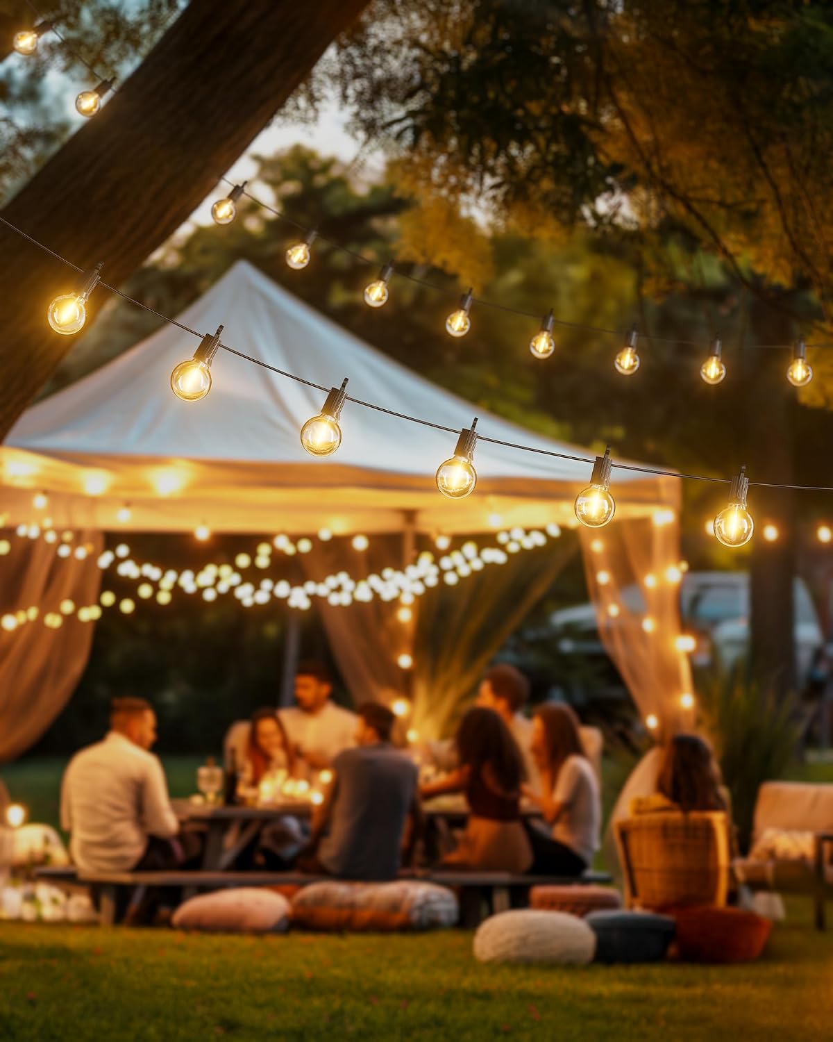 Brightown Safe LED Patio Lights, 29FT G40 12 Shatterproof Bulbs | No Glass Shards, No Fire Hazard, UL588 Certified, IP65 Waterproof, Dimmable, Warm White