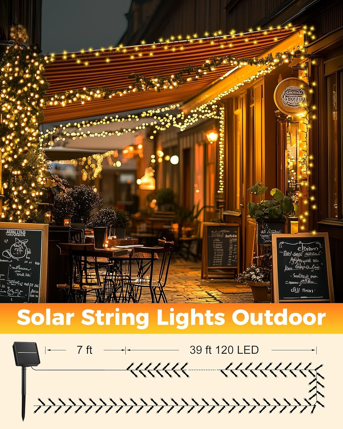 Brightown Solar String Lights – Hostess Gift for Outdoor Entertaining, Waterproof Solar 39ft
