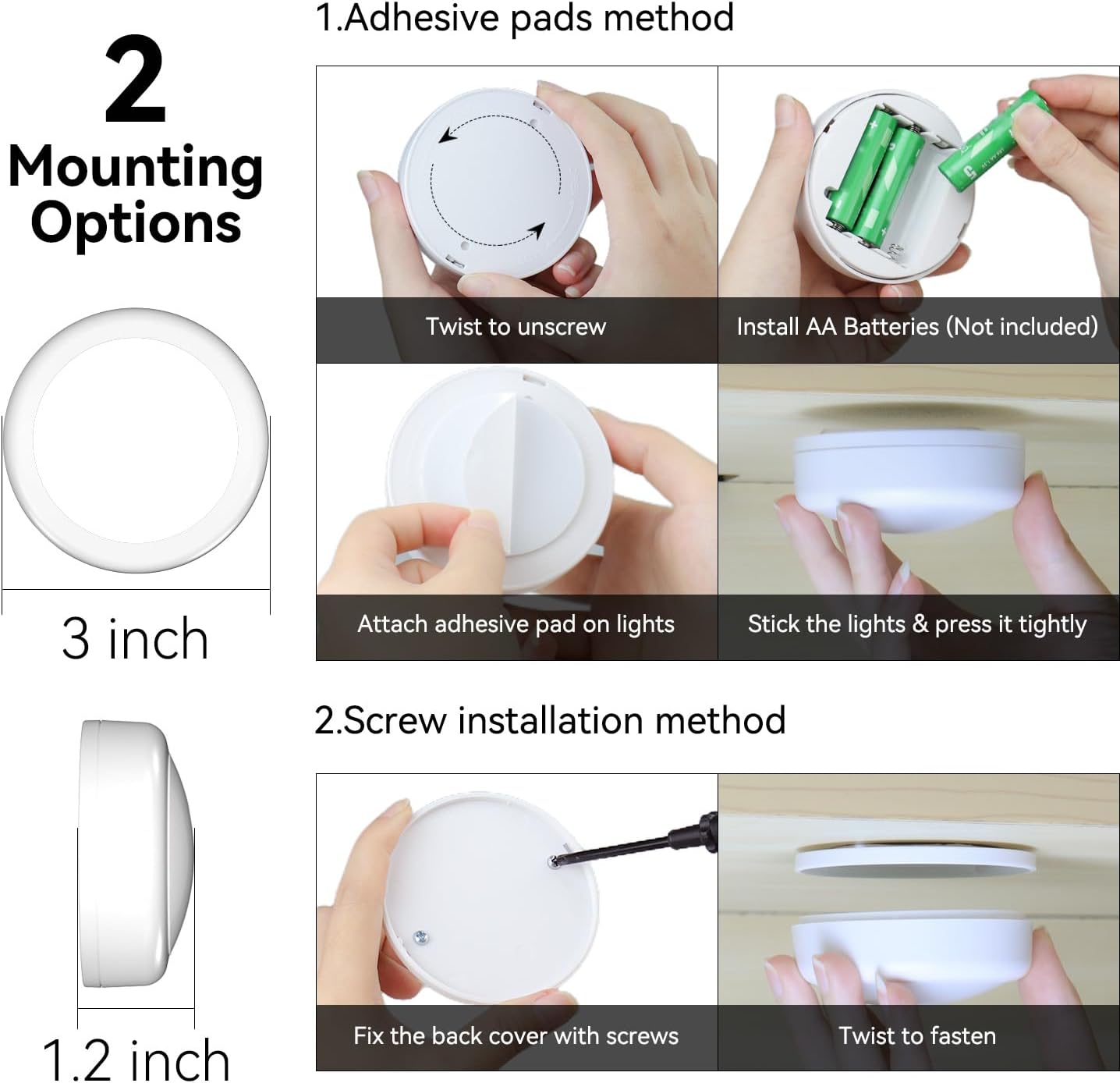 Brilliant Evolution Battery Operated Puck Lights, Dimmable Color Changing Wall Lights for Romantic Bedroom and Home Bar Ambiance