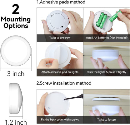 Brilliant Evolution Battery Operated Puck Lights, Dimmable Color Changing Wall Lights for Romantic Bedroom and Home Bar Ambiance