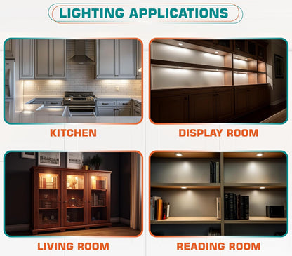 Brilliant Evolution LED Puck Light – Bedroom Decor Glow for Bookcase Nooks, 2-Pack Warm White Set