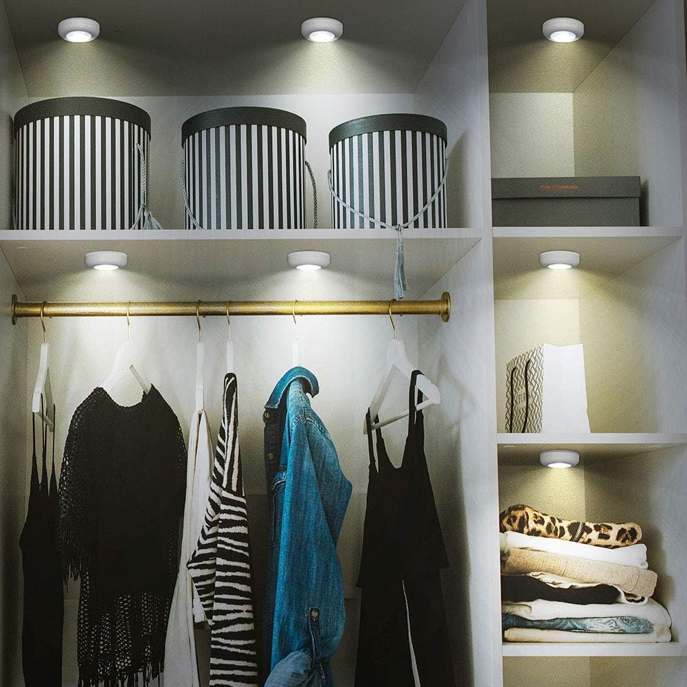 Brilliant Evolution Puck Light 6 Pack – Tool-Free Neutral Puck Lighting for Uncluttered Kitchens and Closets