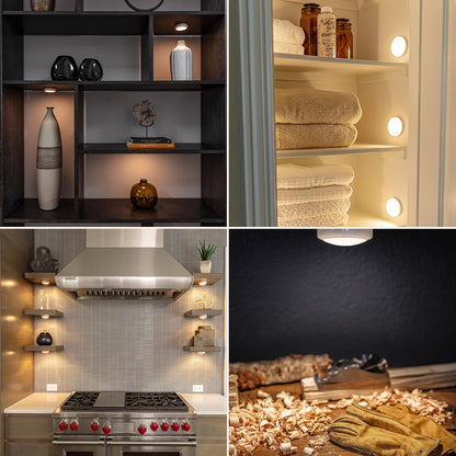 Brilliant Evolution Wireless LED Puck Light 3 Pack – Shock-Free Battery Closet Light Safe Around Pets and Toddlers