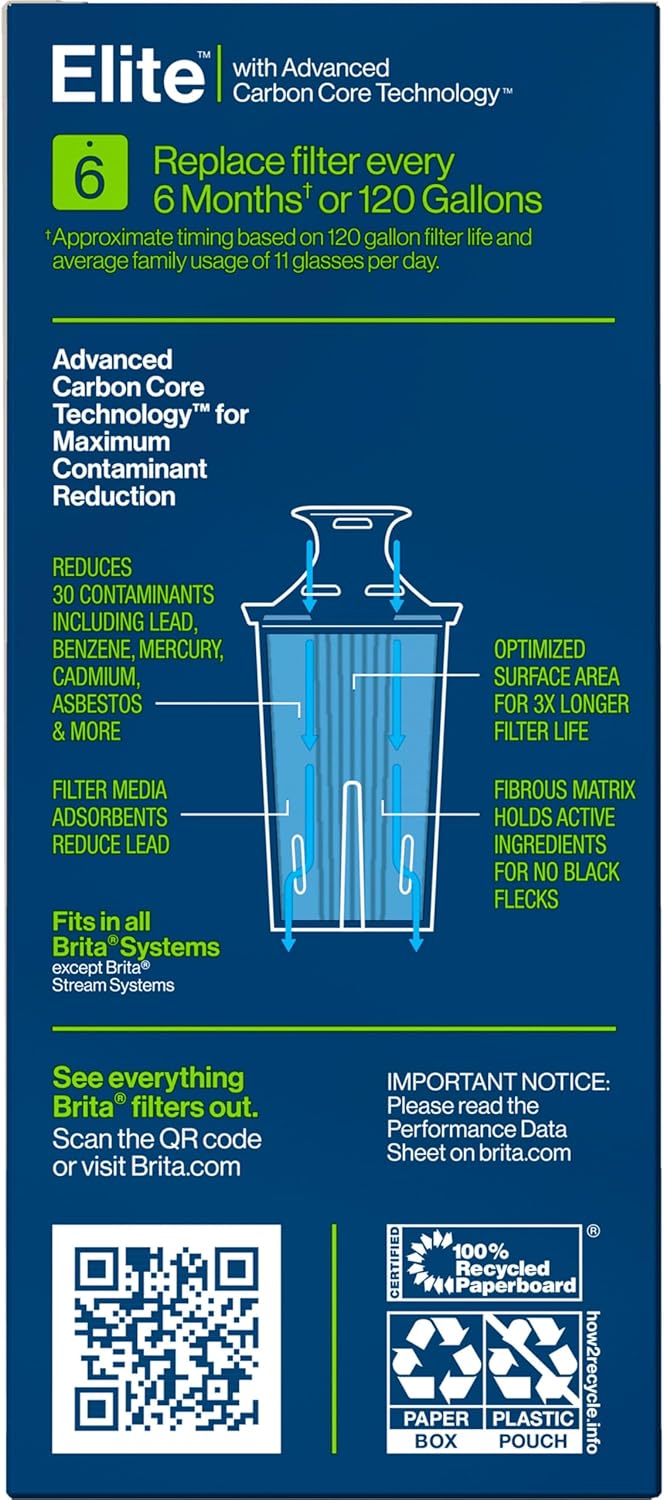Brita Elite Water Filter – Intentional Home Hydration Upgrade, BPA-Free Housing with 6-Month Filter Life Indicator