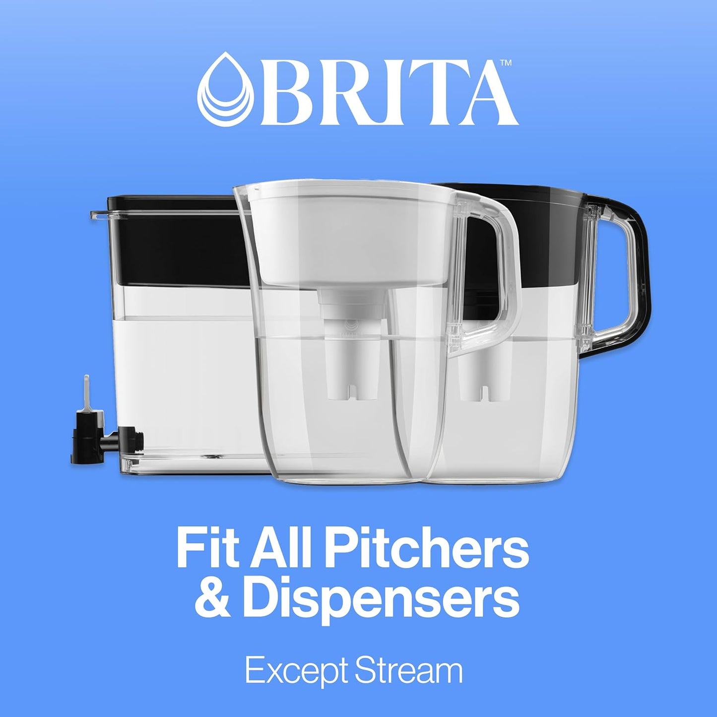 Brita Replacement Water Filters for Dispensers – Child-Friendly Clean Water for Family Kitchens and Playroom Refill, 3 Count