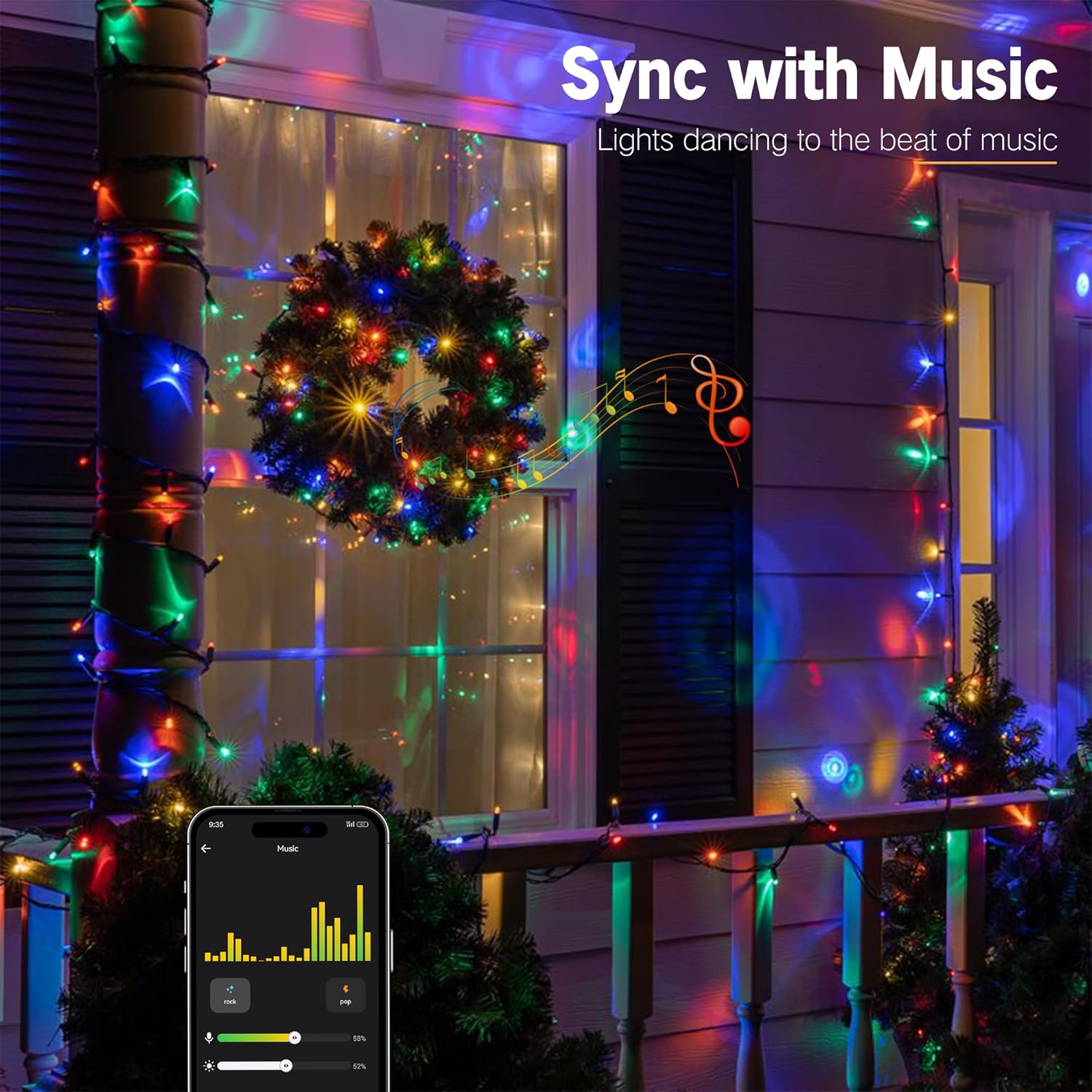 BrizLabs Color Changing Smart Christmas Lights – Camping and Outdoor Dining Ambient Light, 98ft 300 LED App Controlled Dimmable String