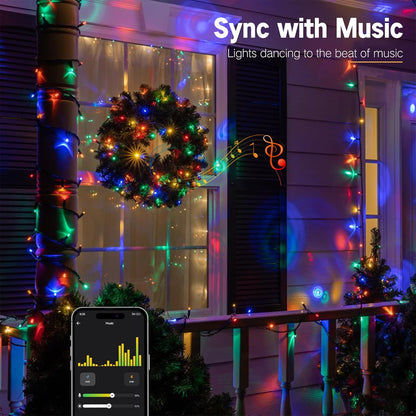 BrizLabs Color Changing Smart Christmas Lights – Camping and Outdoor Dining Ambient Light, 98ft 300 LED App Controlled Dimmable String