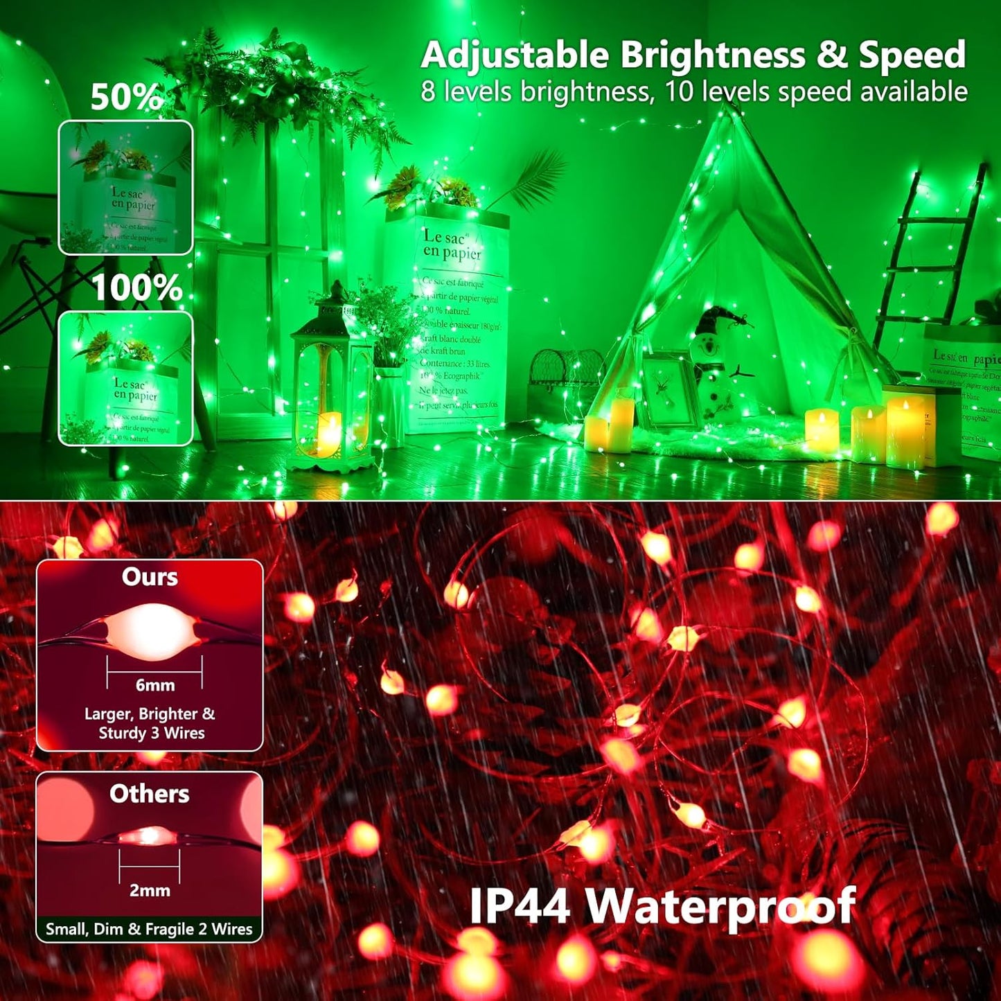 BrizLabs Outdoor Color Changing Lights with Remote – 200 LED String Lights for Tent, Deck, and Garden Party Setup