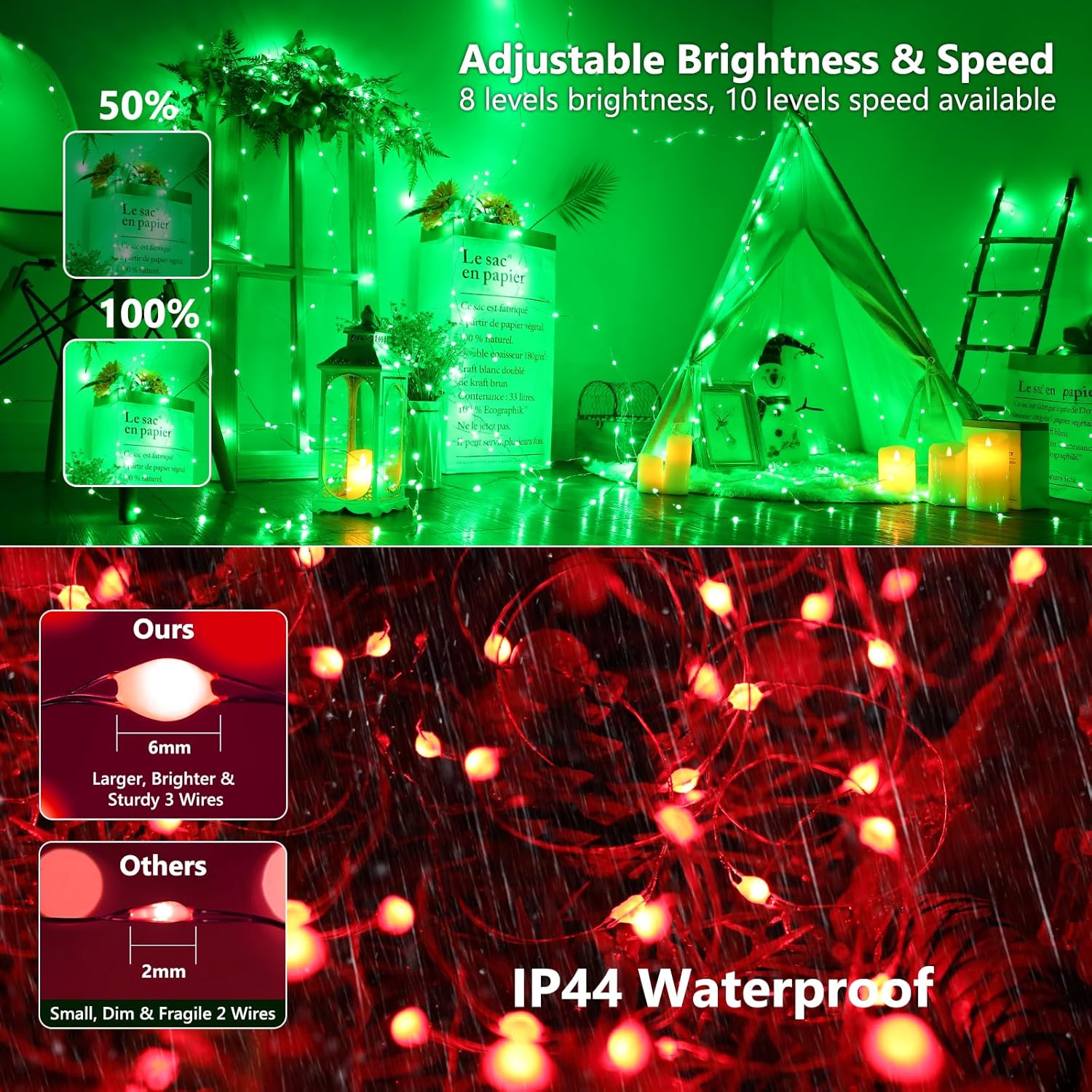 BrizLabs Outdoor Color Changing Lights with Remote – 200 LED String Lights for Tent, Deck, and Garden Party Setup