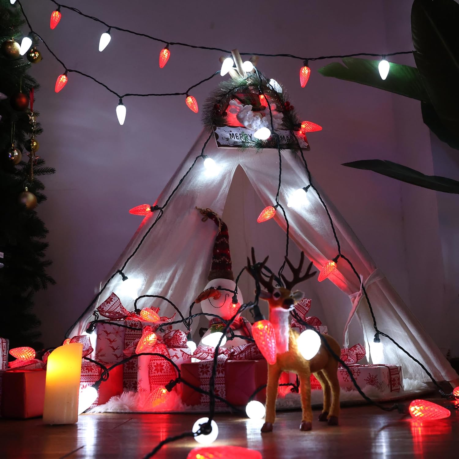Brizled Flicker-Free Rectified C9 String Lights – Stable, Eye-Friendly Holiday Glow for Bedrooms and Living Areas