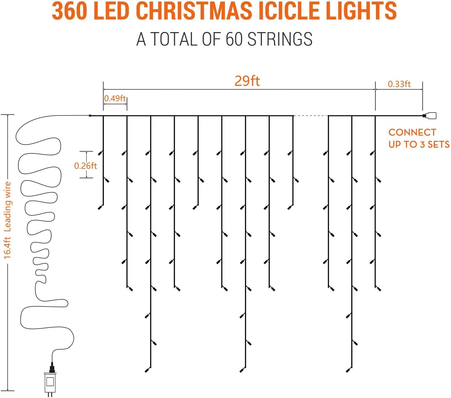 Brizled Icicle Lights 29ft – Christmas Gift for Mom & Wife, 11 Modes Warm White Decor Present