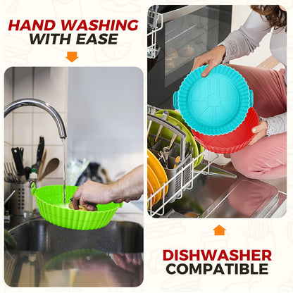 Buauty Silicone Air Fryer Liners Round – Nutritious Meal Prep Accessory, Reusable Food Grade Basket Liner for Guilt Free Family Cooking