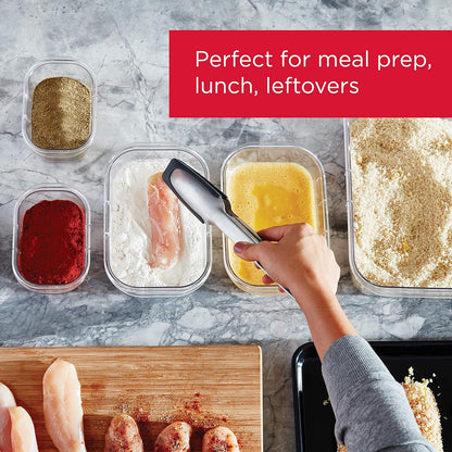 built-in steam vents under latches for splatter-resistant microwaving