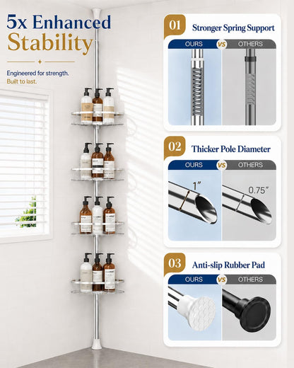 built-in towel bar on the pole
