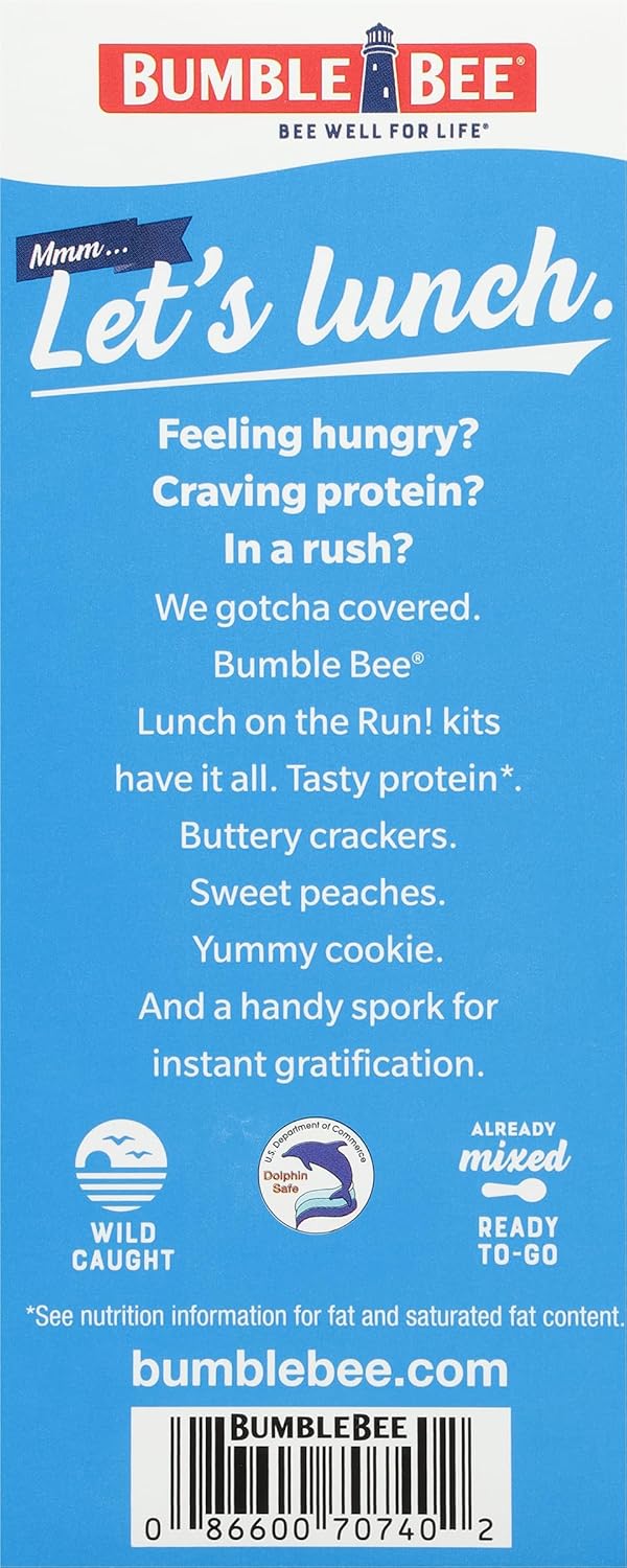 Bumble Bee Wild Caught Tuna Lunch On The Run Kit for Gym Bag and Locker Room, Complete Pre Mixed Meal with Cookie and Peaches