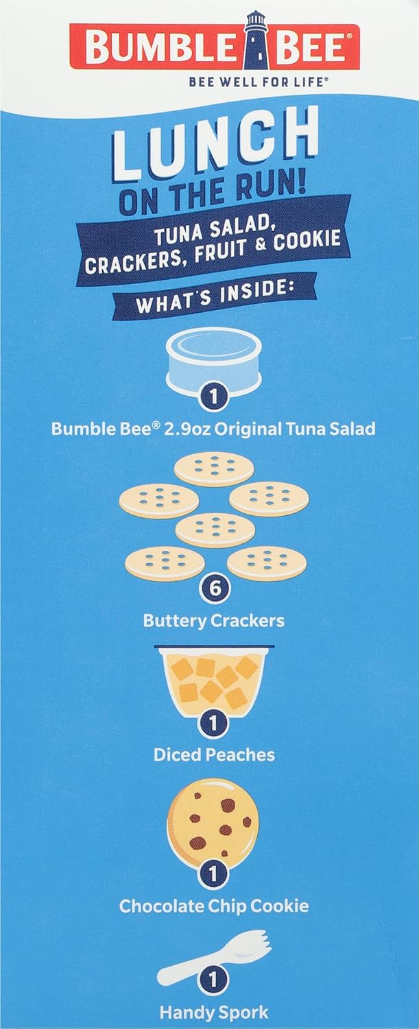 Bumble Bee Wild Caught Tuna Lunch On The Run Kit for Gym Bag and Locker Room, Complete Pre Mixed Meal with Cookie and Peaches