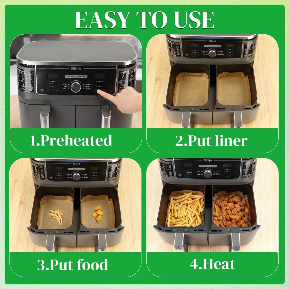 BYKITCHEN Rectangle Parchment Air Fryer Liners – Guilt Free Crispy Cooking for Wellness Focused Home Cooks