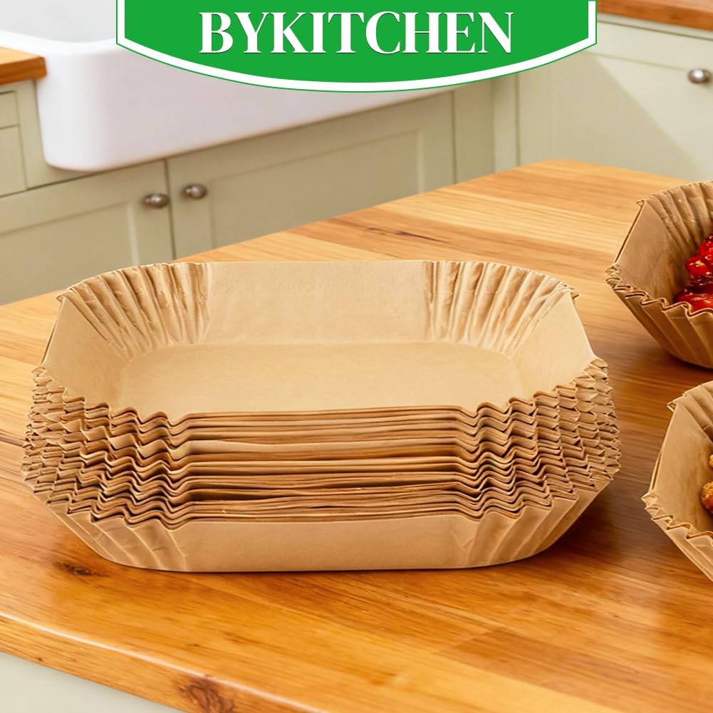 BYKITCHEN Rectangle Parchment Air Fryer Liners – Guilt Free Crispy Cooking for Wellness Focused Home Cooks