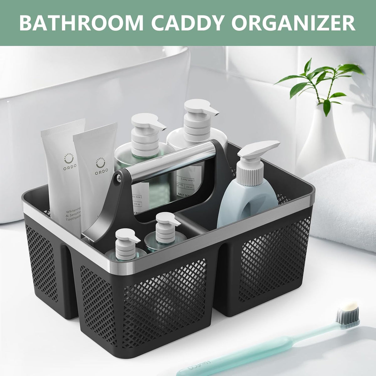BYUNER Shower Caddy Portable – Family-Friendly Shower Basket for Nursery Bathrooms, Soft-Edge Plastic Caddy for Parents