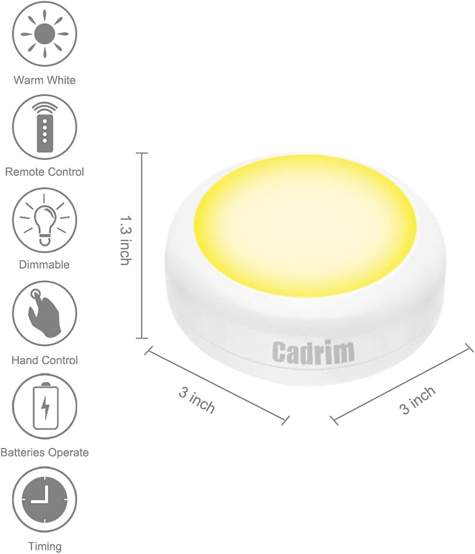 Cadrim LED Puck Lights - Affordable Holiday Gift for Friends, Family, and Dorm Room Essentials