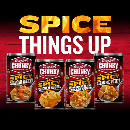 Campbell's Chunky Spicy Sausage Mac Soup, 18.8 oz Can – Shelf-Stable Tailgate Staple for Football Watch Parties and Outdoor Gatherings