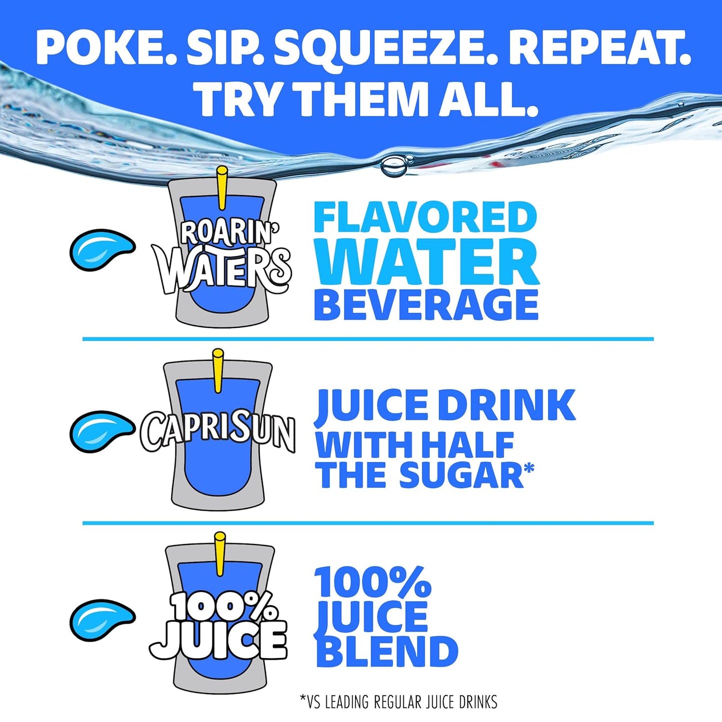 Capri Sun Roarin' Waters Tropical Punch – Kid-Friendly Sports Drink Pouches for Practice and Park, 40 ct