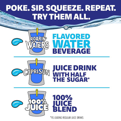 Capri Sun Roarin' Waters Variety Pack – Kid-Friendly Flavored Water for Lunchboxes, Practice and Playdates, 30 Pouches