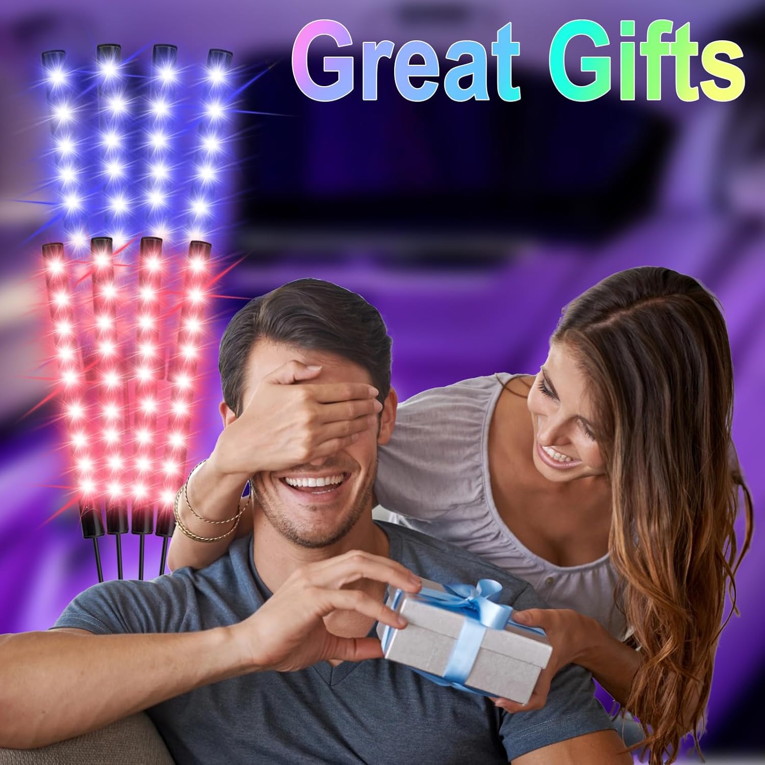 Car Accessories Interior LED Lights, Holiday Stocking Stuffer Gift for Drivers, Waterproof Footwell Glow Kit with Remote & Bluetooth App