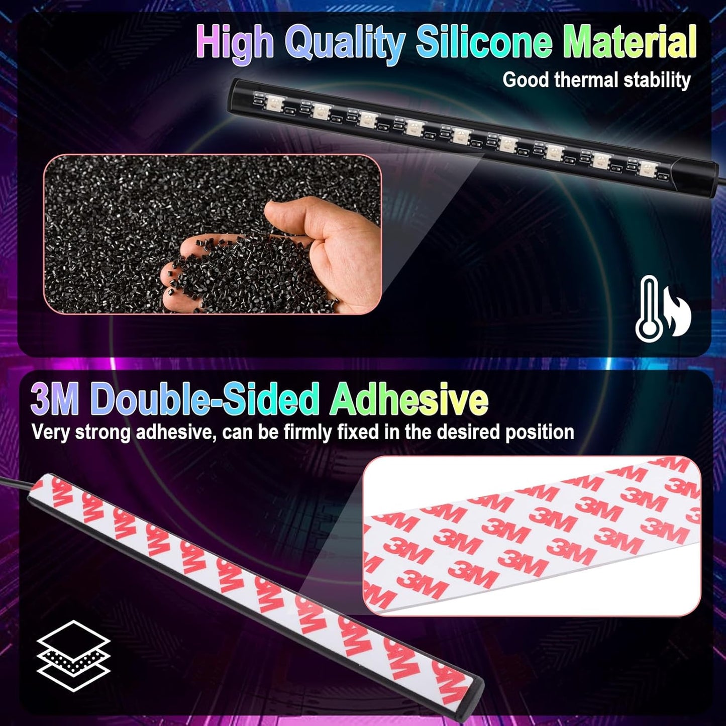 Car Accessories Interior LED Lights, Holiday Stocking Stuffer Gift for Drivers, Waterproof Footwell Glow Kit with Remote & Bluetooth App