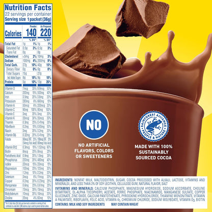 Carnation Breakfast Essentials High Protein Powder Drink Mix – Thoughtful Get-Well and Care Package Gift for Seniors and Busy Parents, 22 Single-Serve Chocolate Packets