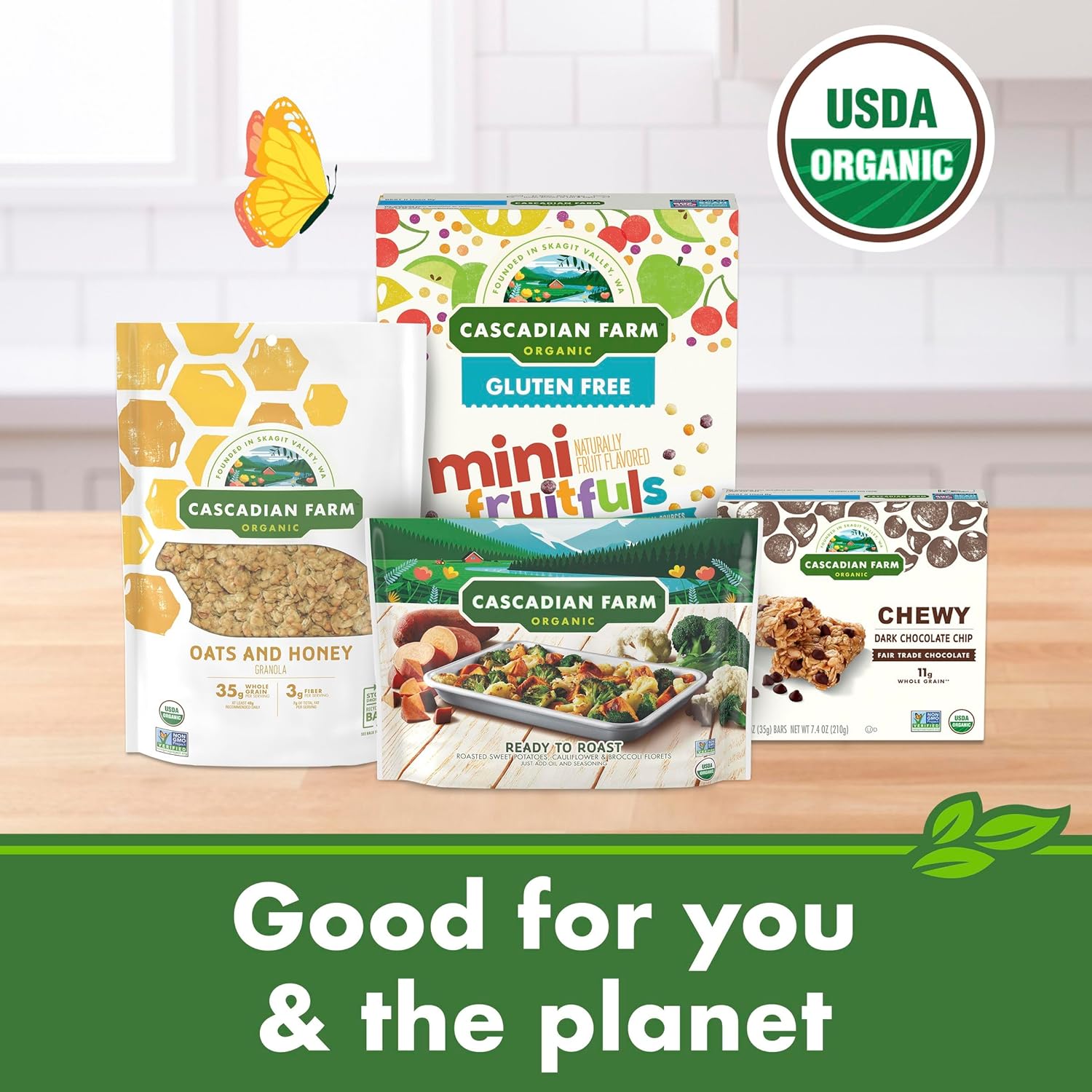 Cascadian Farm Organic Hearty Morning Fiber Cereal for Clean-Eat Wellness Goals, Non-GMO Whole Grain Breakfast