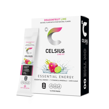 CELSIUS® On-The-Go Powder Sticks Dragonfruit Lime, Essential Energy 2.8 Oz