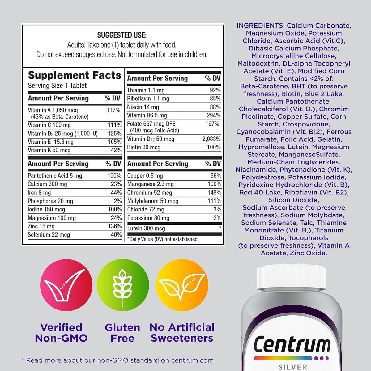 Centrum Silver Women 50+ Multivitamin – Thoughtful Birthday Gift for Mom, Daily Women's Health Supplement - 200 Ct