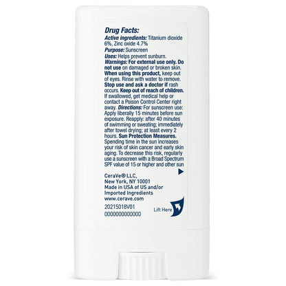CeraVe Mineral Sunscreen Stick SPF 50 – Barrier-Repairing Sun Care for Post-Workout & Daily Skincare Routines