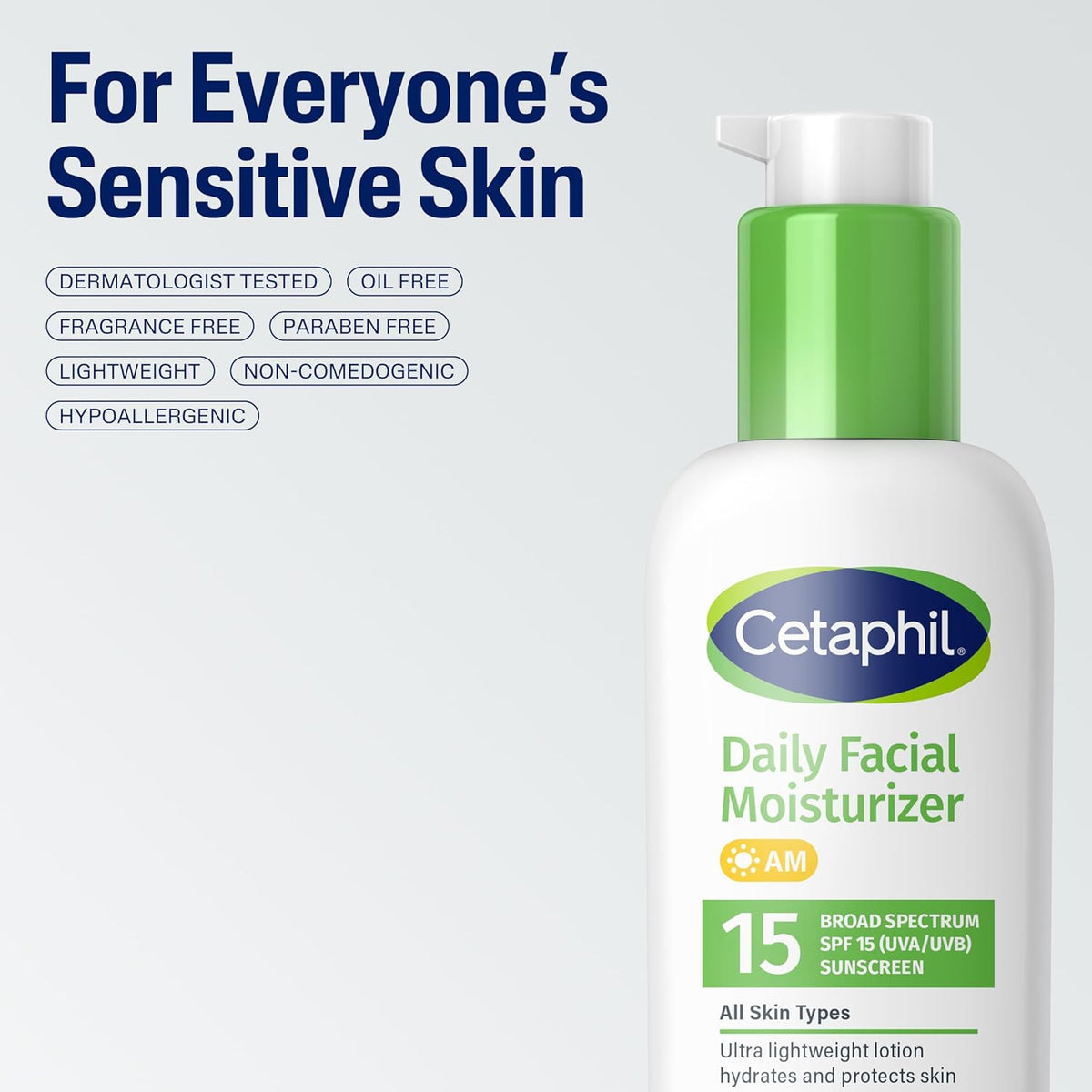 Cetaphil Daily Facial Moisturizer SPF 15 – Bedside Wind-Down to Morning Glow Routine, Gentle Hydrating Lotion with SPF