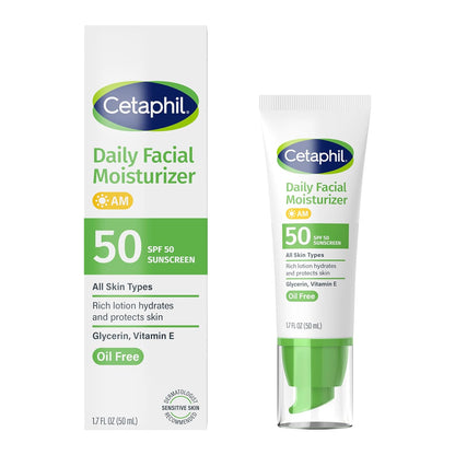 Cetaphil Daily Moisturizer SPF 50 – Gentle Daily UV Protection for Reactive Skin, Clinically Tested Formula