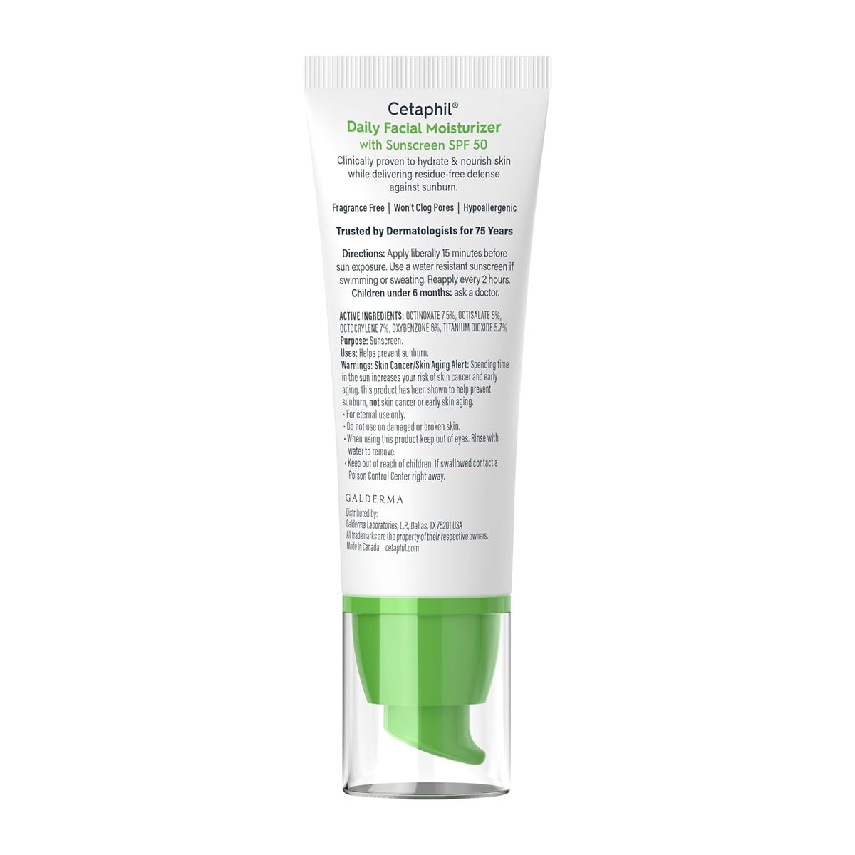Cetaphil Daily Moisturizer SPF 50 – Gentle Daily UV Protection for Reactive Skin, Clinically Tested Formula