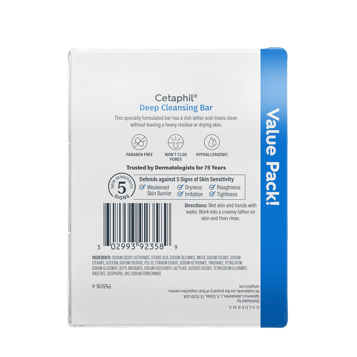 Cetaphil Face and Body Bar – Soap Free Calming Cleanser for Nightly Sensitive Skin Routine