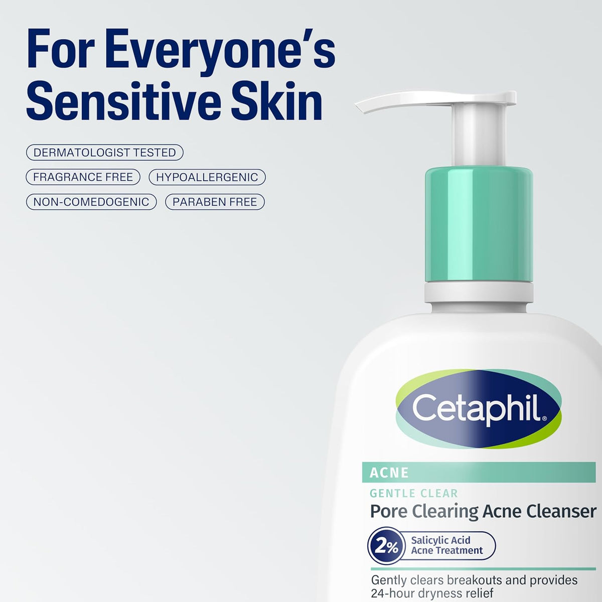 Cetaphil Gentle Clear Teen Acne Treatment – Hypoallergenic, Fragrance-Free Daily Cleanser for Bedroom Sink and Dorm Counter Setups