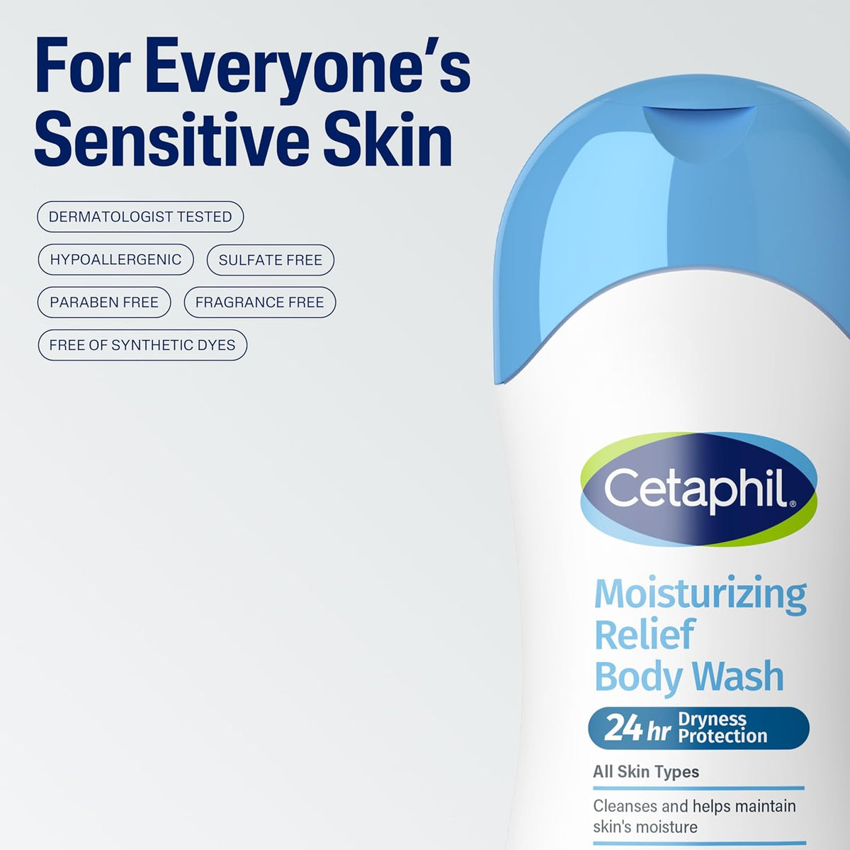 Cetaphil Moisturizing Body Wash 16.9 fl oz – Gentle Evening Shower Care for Mature and Eczema-Prone Skin