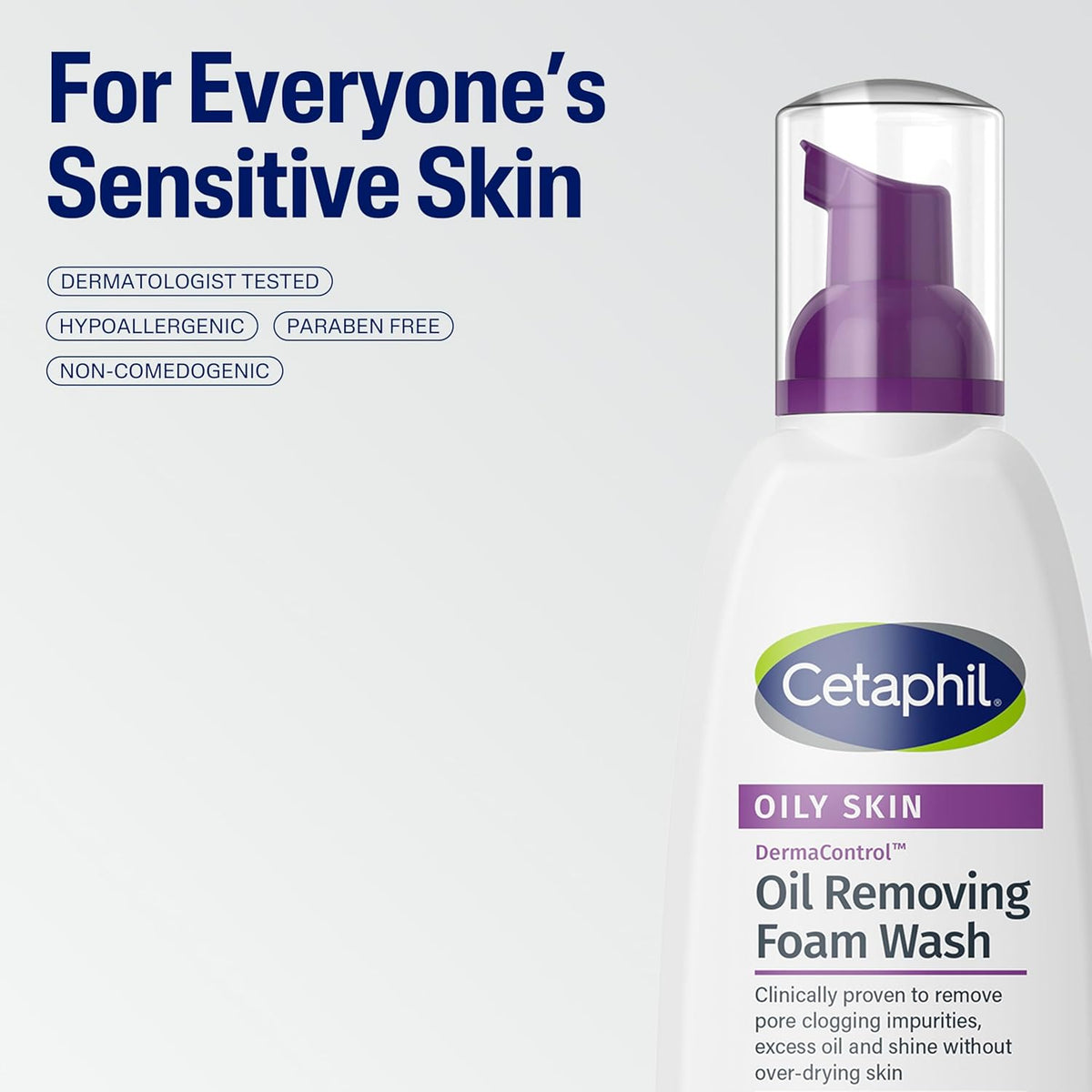 Cetaphil Pro Oil Removing Foam Wash – Clinically Proven Gentle Cleanser for Sensitive and Oily Skin, Paraben Free 8 oz