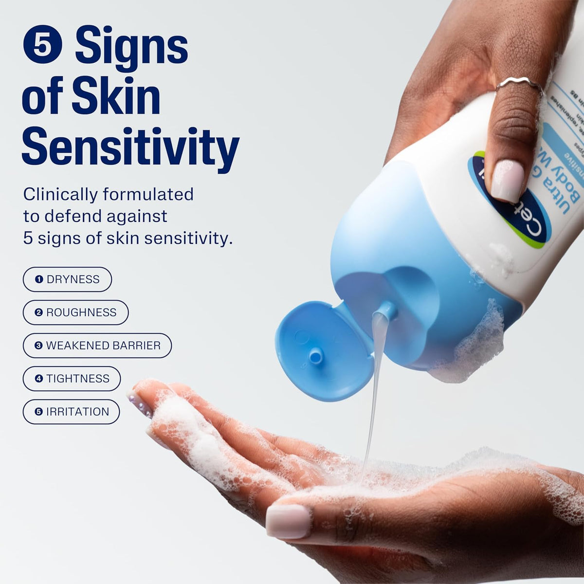 Cetaphil Ultra Gentle Body Wash – Streamlined Multi Pack Body Cleanser for Intentional Low Waste Sensitive Skin Care, 3 x 16.9 oz