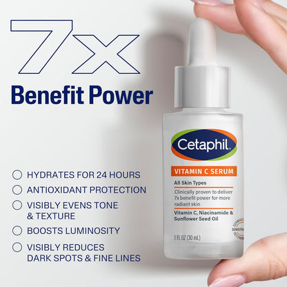 Cetaphil Vitamin C Serum – Restorative Facial Treatment for Evening Wind-Down and Radiance